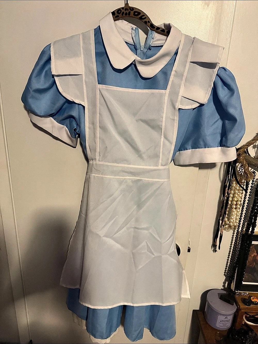 Alice in Wonderland Blue & White Mini Dress - can add petticoat.